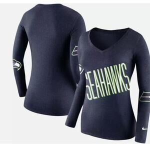 Nike Seattle Seahawks Women's Long Sleeve V-Neck T-shirt Size XL